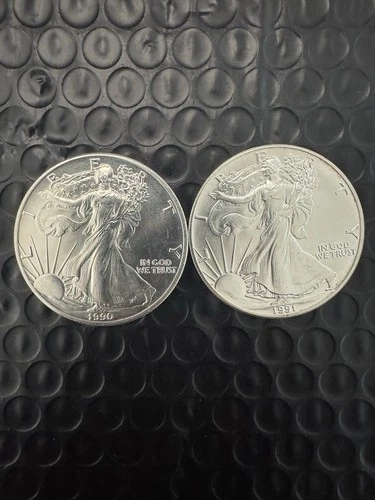 Lot of Two (2) American Silver Eagles 1990 & 1991