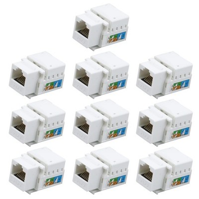 10-Pack RJ45 Cat6 Keystone Jack Module Connector Adapter for Wall Plate Inter...