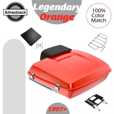 Legendary Orange Chopped Tour Trunk Pack For Harley Street Road Electra Glide