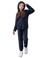 Girls Velour Set 2 Piece Tracksuits Long Sleeve Zip Up Hoodie and Sweatpants ...