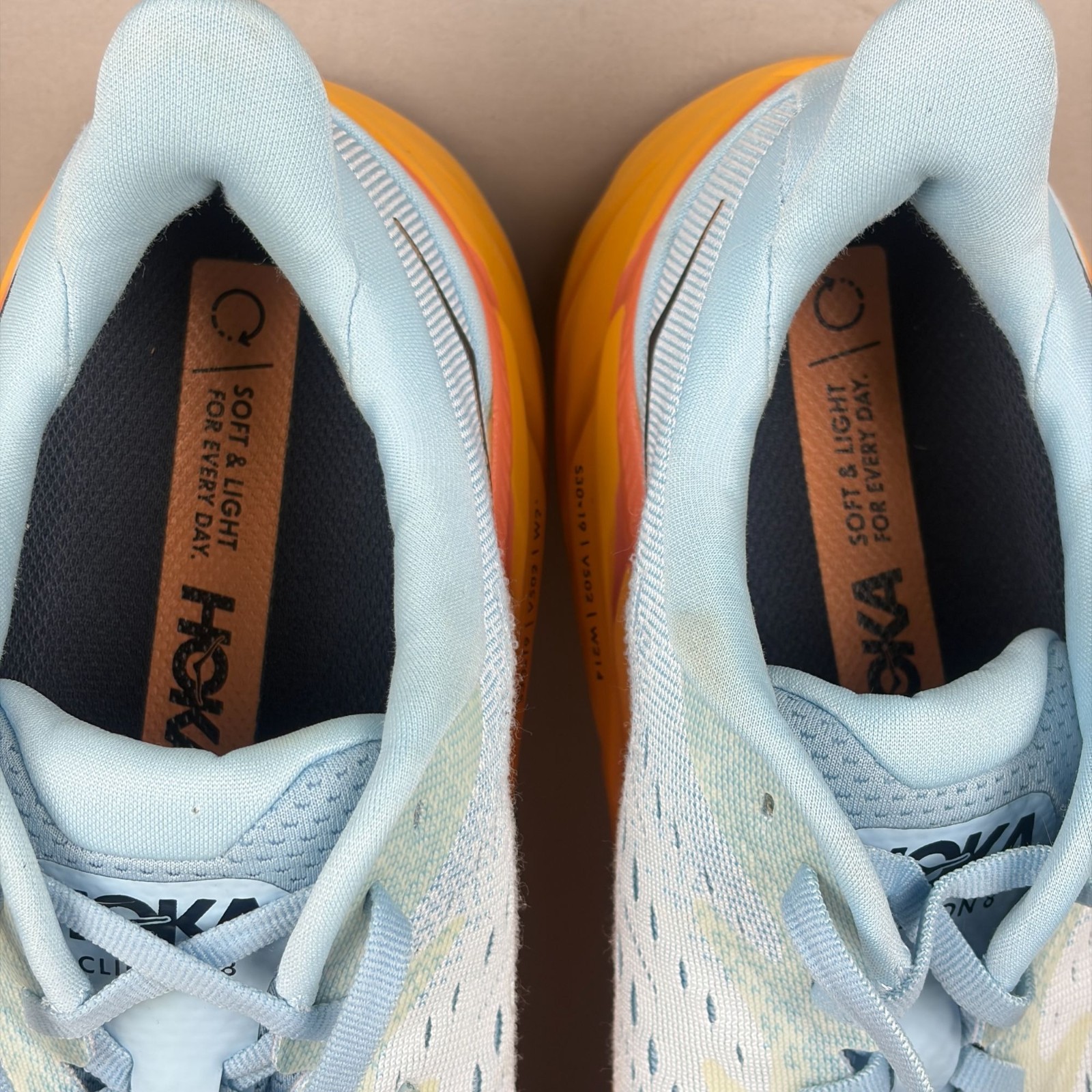 Hoka Clifton 8 Athletic Running Shoes Womens 10 Blue Orange Low Top Lace Up thumbnail 8