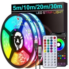 LED Strip Lights USB 1-20m 5050 RGB Colour Changing Tape for kitchen Cabinet, TV