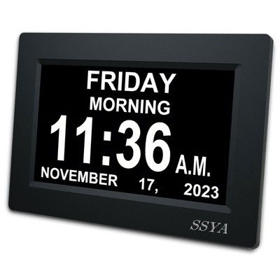 7 Inch Calendar Clock - 12 Alarm Options, Level 5 Auto Dimmable Display,Extra...