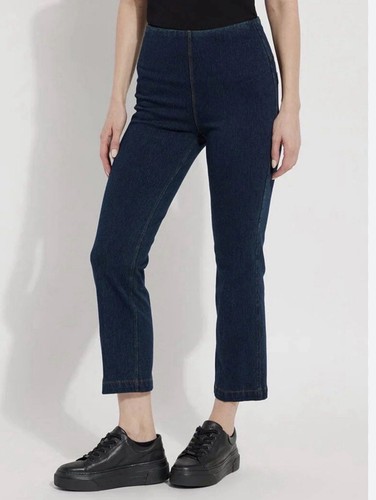 Lysse Women's Size Medium Pull On Jeggings Blue Dark Wash Flat Front Stretchy