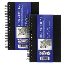 5.5" x 8.5" Hardbound Sketch Book, 70 Pound (110gsm), Book of 80-Sheets (2 Pads)