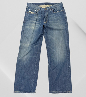Diesel Jean Men 38 Kuratt Wide Leg Selvedge 33x30 Mid Denim Button Core Go
