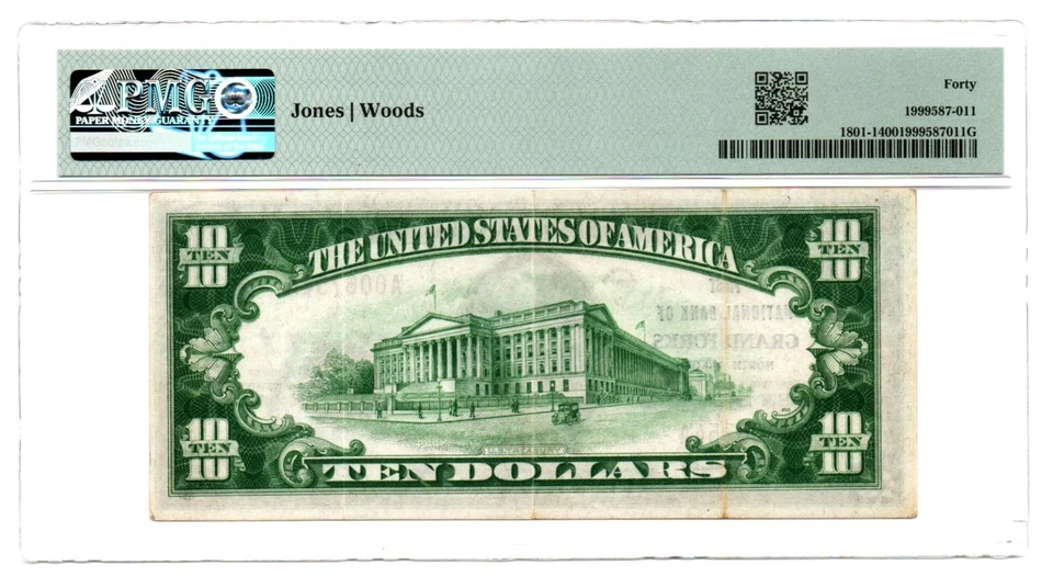 Grand Forks, ND - 1929 Ty. 1 First National Bank Ch. # 2570 PMG EF 40 - Image 2 of 2