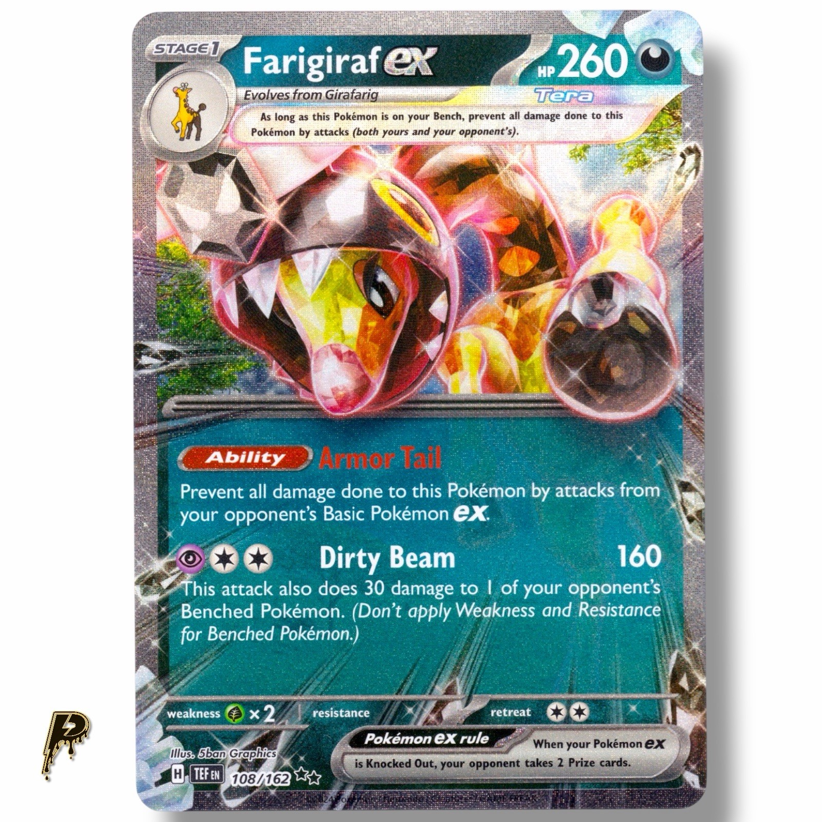 2024 Pokemon Temporal Forces Farigiraf ex 108/162 Double Rare Holo NM