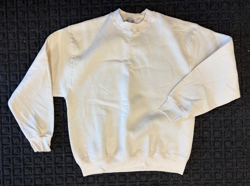 VTG Deadstock 90's Fruit of the Loom Heavy Cotton Ivory Crewneck Sweatshirt Sz L