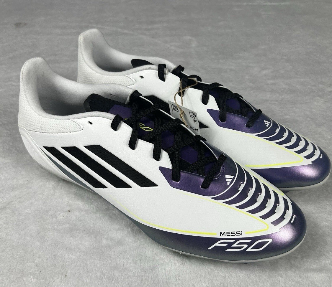 Adidas F50 League FG/MG Messi Soccer Cleats White Purple 