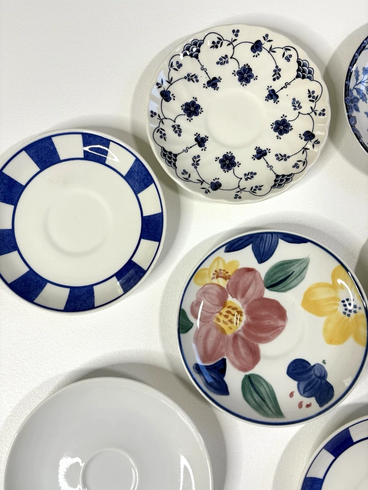 Lote De 7 Platillos De Colección Azul Blanco Haviland Johnson Bros Churchill Inglaterra Baviera Foto 3 de 4