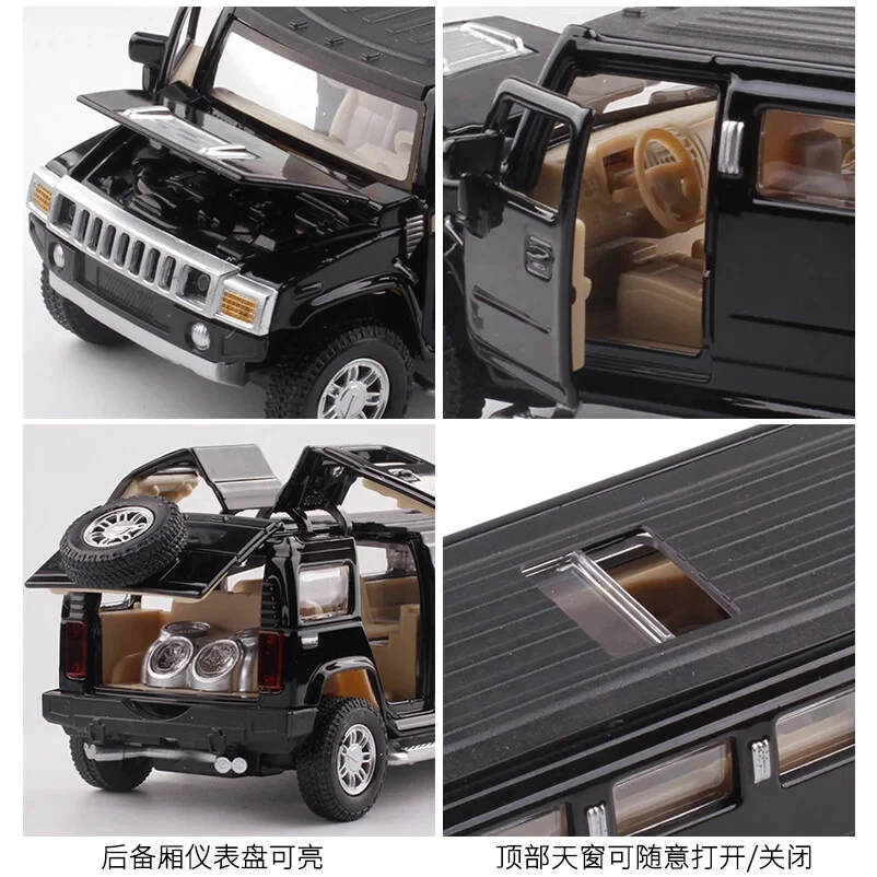 1:32 Alloy Hummer H2 Lengthen Limousine Diecast Car Model Sound Toy Vehicles - Image 3 of 4