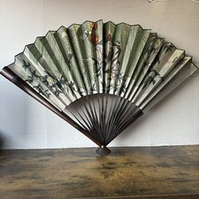 Chinese Antique Hand Painted  Signed Hand Fan Birds  Flowers Asian Wall Decor