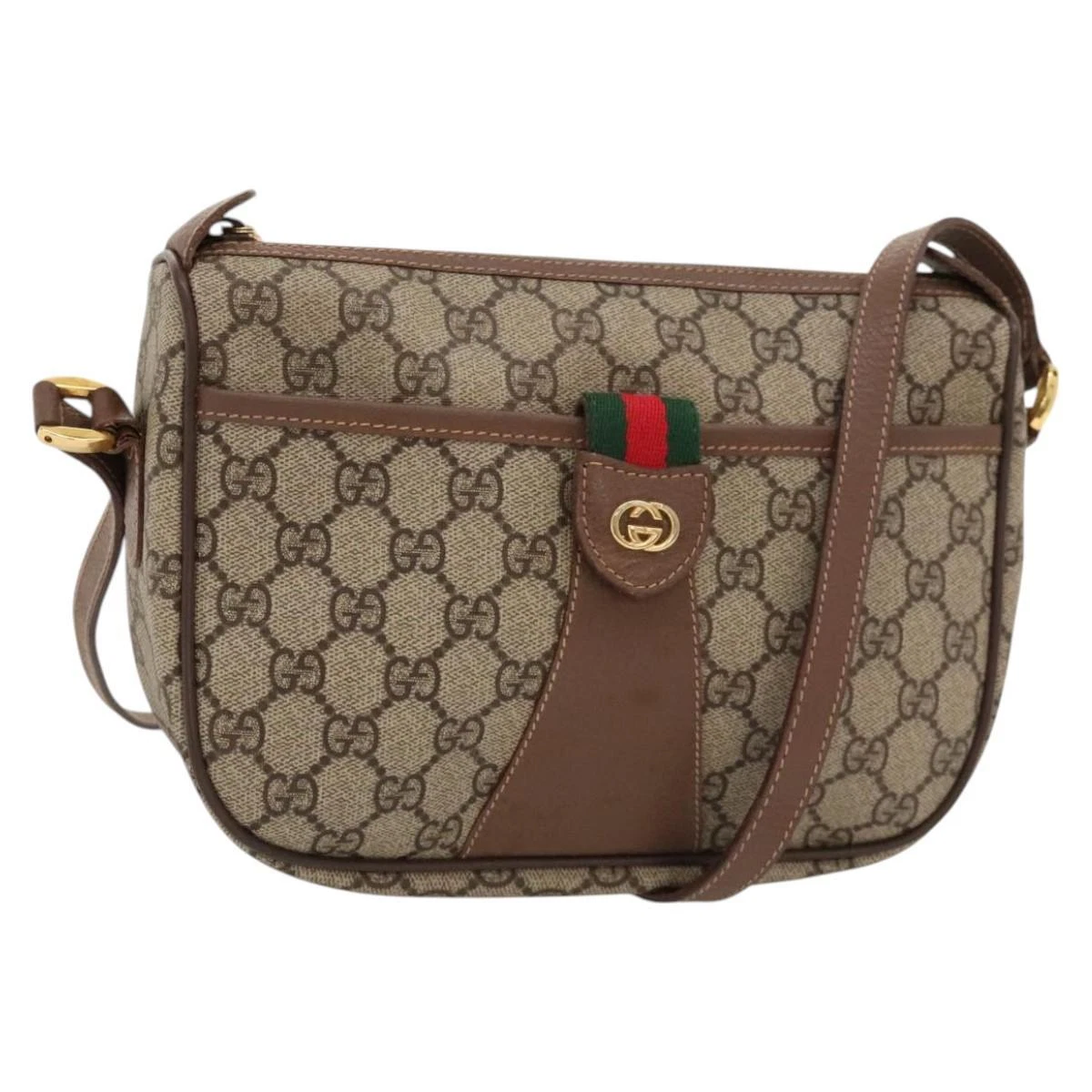 Sac à bandoulière GUCCI GG Supreme Web Sherry Line PVC beige rouge vert authentique 117243