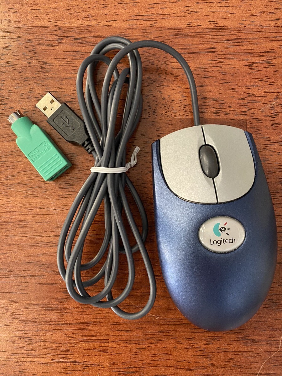 Logitech M-BJ58 USB 2 Button Optical Wired Blue Mouse w/ Scroll