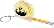 20233 6' Clear Mini Tape Measure, SAE  Metric Measurements Printed on Both Side