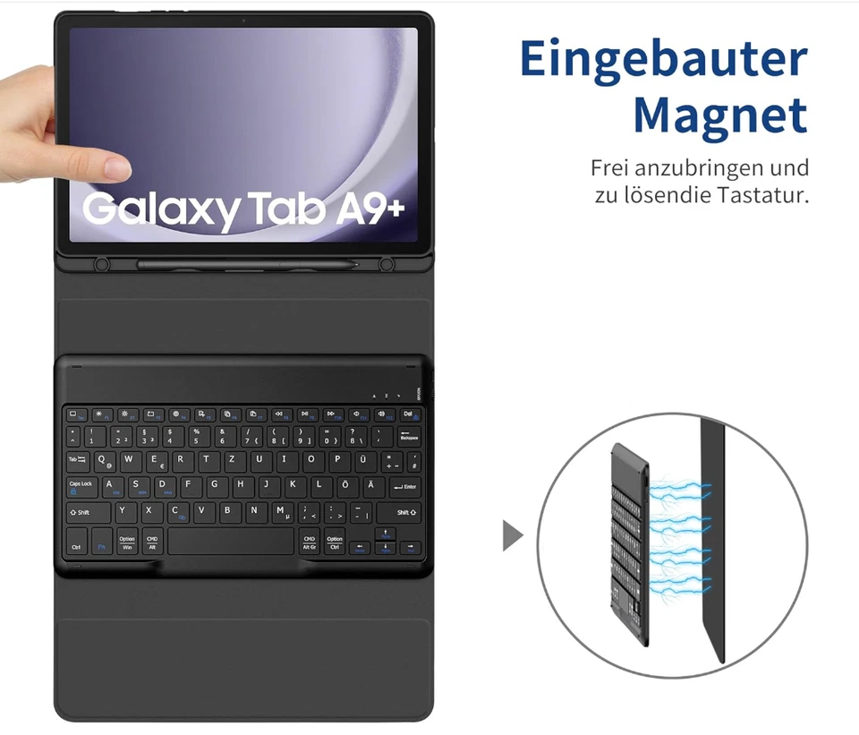 EasyAcc Tastatur Hülle Kompatibel mit Samsung Galaxy Tab А9+ 2023 11 Zoll