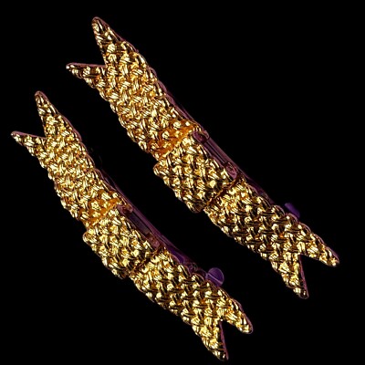 VTG Barrettes Pair Gold-Tone Metal Woven Texture Bow Hair Jewelry Accessories 3 