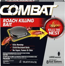 Combat Roach Killing Bait, 8 Large Bait Station, Kills the Nest, Child-Resistant