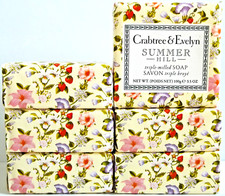Crabtree Evelyn SUMMER HILL Triple Milled Bar Soap, 3.5 oz., NEW x 6