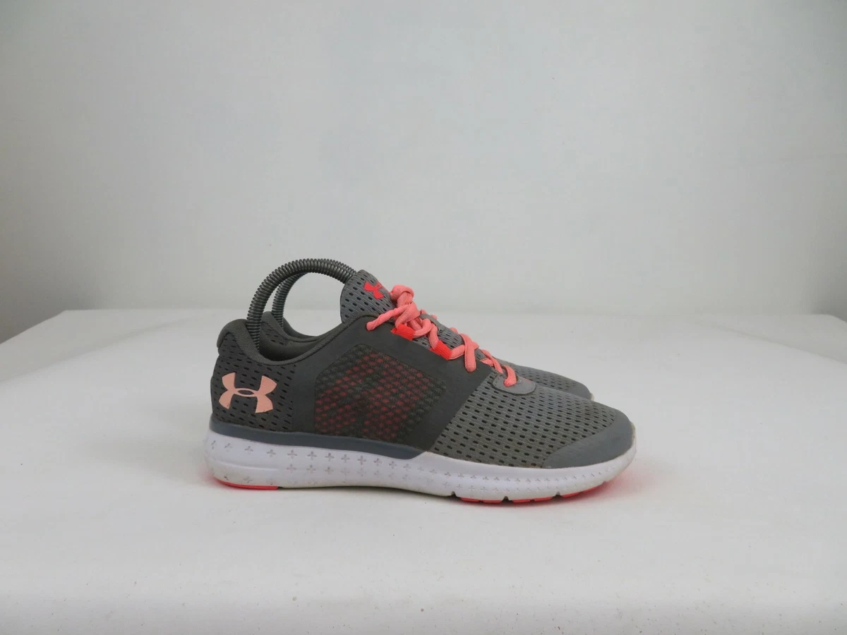 Under Armour Micro G Fuel Shoes Gray Pink Lace Up Sneaker Youth