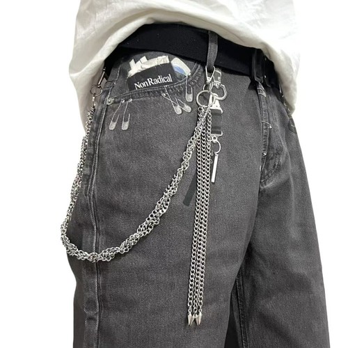Men Punk Tassel Metal Wallet Chain Links Gothic Keychain Jeans Pants Chain Biker - Picture 1 of 17