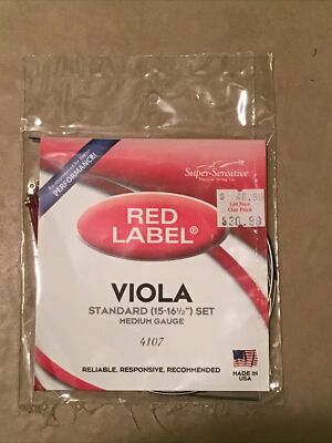 Super Sensitive Red Label (4107) Viola Strings - Standard 15-16.5 Set