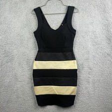 NWT Windsor Black BodyCon Dress With Gold Stripes Size Medium