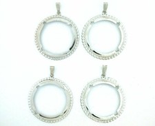 FOUR SILVER COLOR 38MM ROUND CABOCHON CAB SIL...