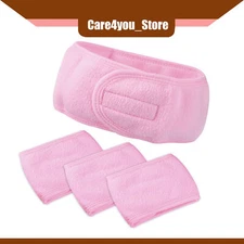 Item of 4 Spa Headband Soft Women Hair Bands for Face Washing Bath Yoga Pink