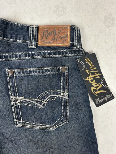 Pantalones de mezclilla Rock 47 para hombre talla 36x34 corte bootcut calce relajado - Imagen 8 de 15