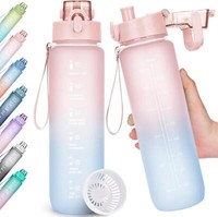 Sport Trinkflasche 1L Bpa-Frei Auslaufsicher Mit Zeitmarkierung Fitness Outdoor