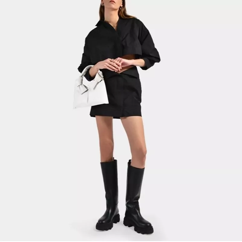 Genuine Leather Boots Women Knee High Boots Riding Boots Thick