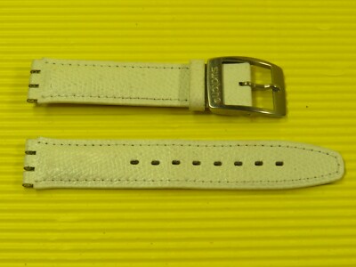 ORIGINAL Swatch HAPPY JOE LIGHT GREY - Armband 17mm Leder - AYGS412 - weis