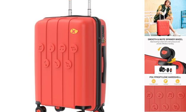 Carry on Luggage 22 X 14 X 9 Airline Approved Suitcase Carry-On 20-Inch Red