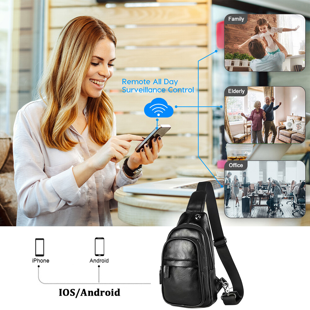 Security Camera 1080P HD WIFI P2P  Chest Bag Video Recorder Motion Detection-image