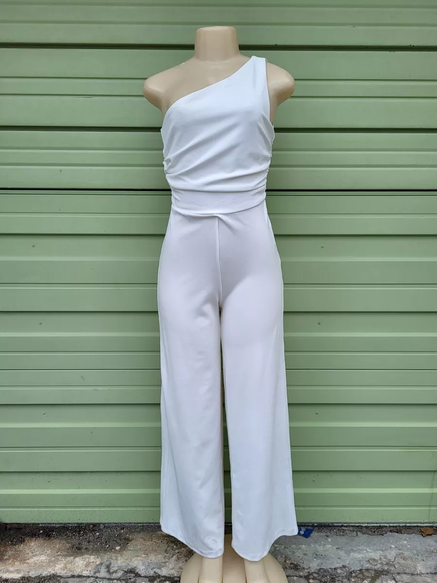 White Drape One Shoulder Jumpsuit