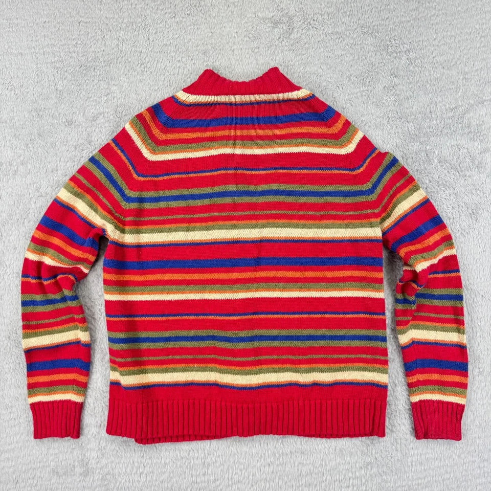 Suéter de malha listrado vintage feminino grande zíper completo abstrato colorido Investimentos - Imagem 3 de 4