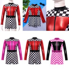 Kids Girl's Race Car Bodysuits Carinival Racing Suit Jumpsuit Competition Party