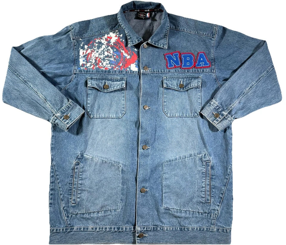 Chaqueta Denim De Colección NBA UNK Para Hombre XL Y2K Hip Hop Rap DUNK Bordada '95 Foto 2 de 4