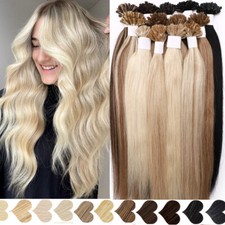 Pre Bonded U Tip Nail Hair Extensions 100 Remy Human Hair 1G/s Thick Keratin
