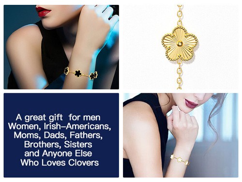 3-Pcs 18k Gold Plated Clover Lucky Bracelet For Women Flower Five Leaf Bracelets - Picture 11 of 13