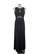 Eliza J S 4 Black Formal Gown Rhinestone Stretch Full length Sleeveless Cocktail