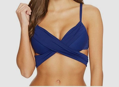 $104 La Blanca Swimwear Womens Blue Island Wrap Underwire Bikini Swim Top Size 8 | eBay
