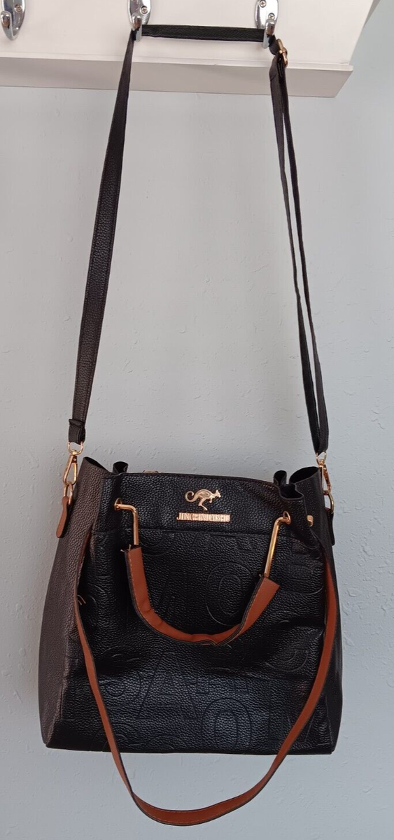 JingPin Daishu Faux Leather Bag, Crossbody|Shoulder Bag Black and