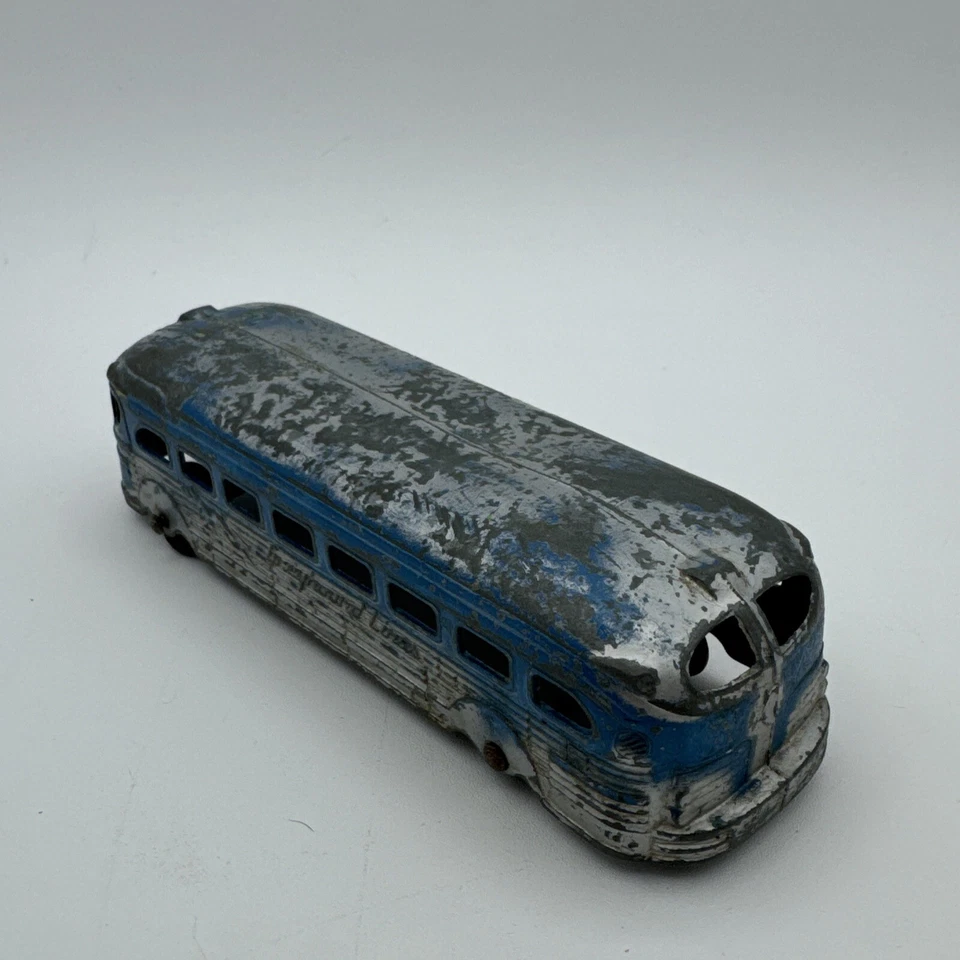Vintage Tootsie Toy Greyhound Lines Bus Blue Metal 6” USA 1950s - Image 3 of 4
