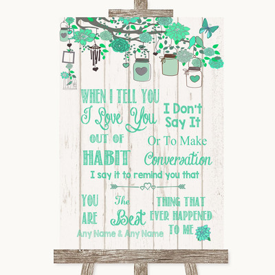 Personalisiertes Hochzeitsschild grün rustikal Holz Wenn ich dir sage, dass ich dich liebe