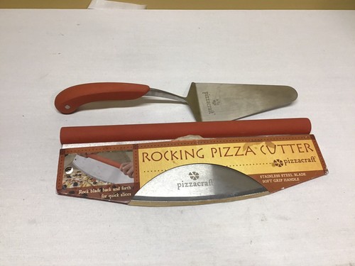 Pizzacraft Soft-Grip Rocking Pizza Cutter/Spatula Stainless Steel Rubber Handle