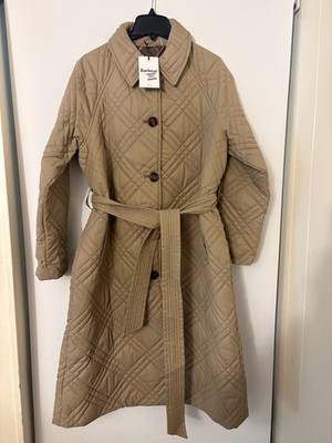 Honey/ Muted Tartan ~ BARBOUR MARIAH QUILTED TRENCH COAT MSRP$495