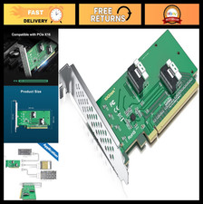 Dual SFF-8654 to PCIe 4.0 x16 Adapter Card for U.2 NVMe SSD, SlimSAS 8i, Bifurca